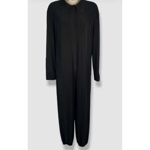 Norma Kamali Women's Black Crop Long-Sleeve Jumpsuit Size Small